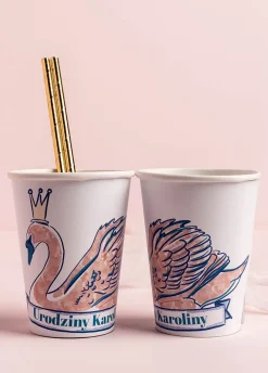 Personalizowane kubeczki urodzinowe SWAN (8szt.)
