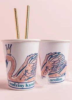 Personalizowane kubeczki urodzinowe SWAN (8szt.)
