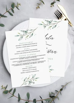 Personalizowane menu weselne DELIKATNE GAŁĄZKI