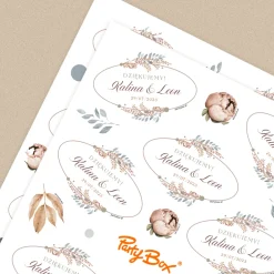 Personalizowane naklejki BOHO podziękowania dla gości weselnych