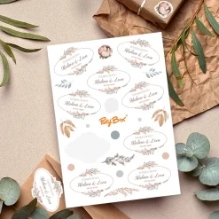 Personalizowane naklejki BOHO podziękowania dla gości weselnych