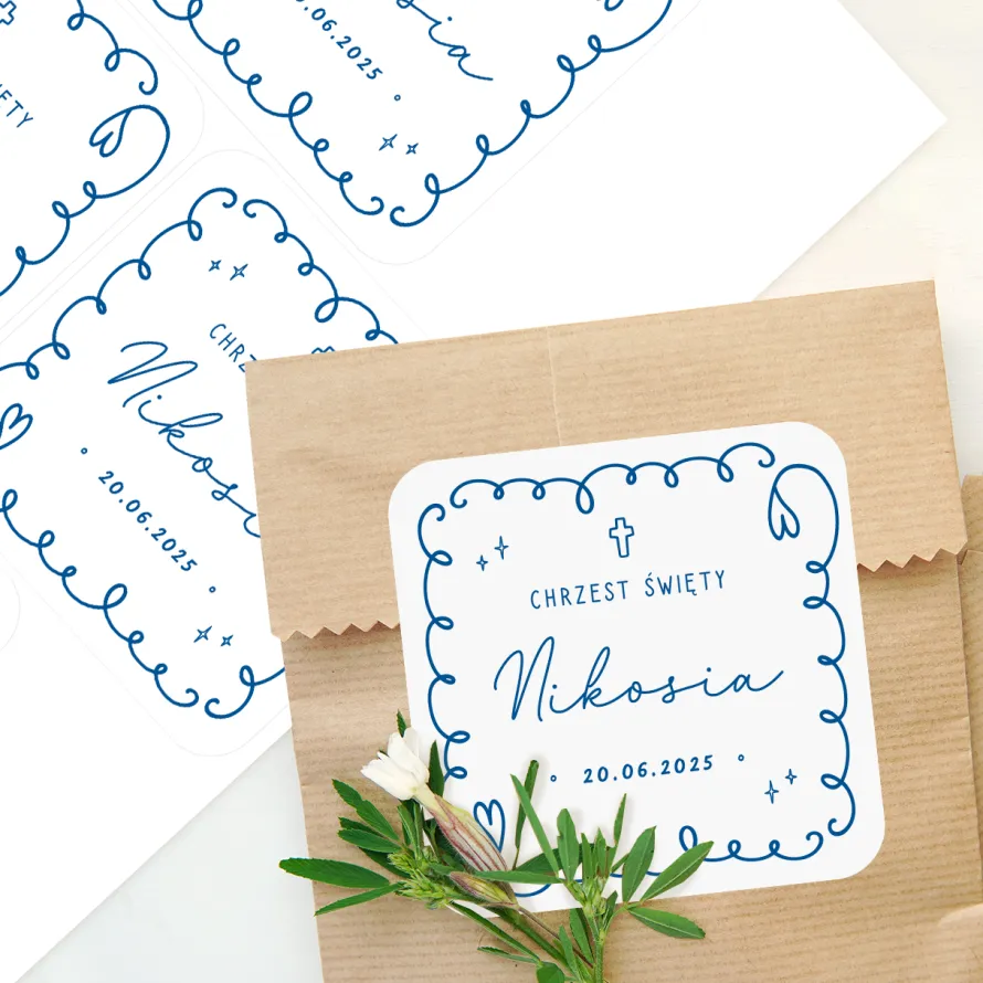 Personalizowane naklejki na CHRZEST chłopca