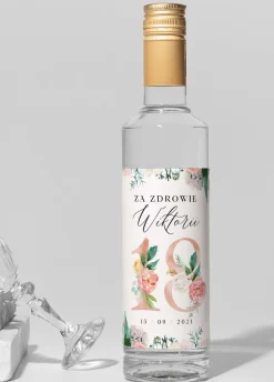 Personalizowane naklejki na wódkę na 18 KWIATY