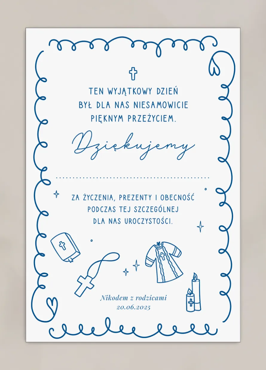 Personalizowane podziękowania na chrzest chłopca
