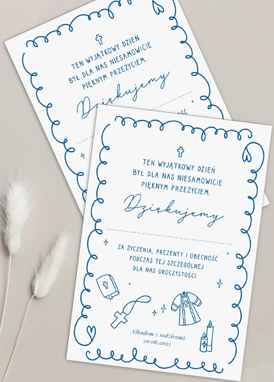 Personalizowane podziękowania na chrzest chłopca