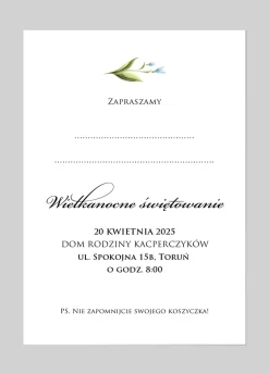 Personalizowane zaproszenia na Wielkanoc KRÓLIK