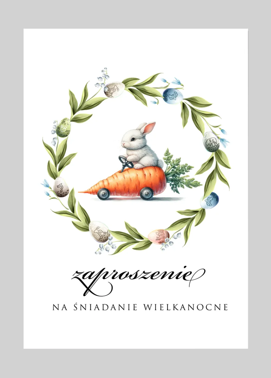 Personalizowane zaproszenia na Wielkanoc KRÓLIK