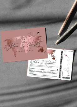 Personalizowane zaproszenia ślubne BILET LOTNICZY