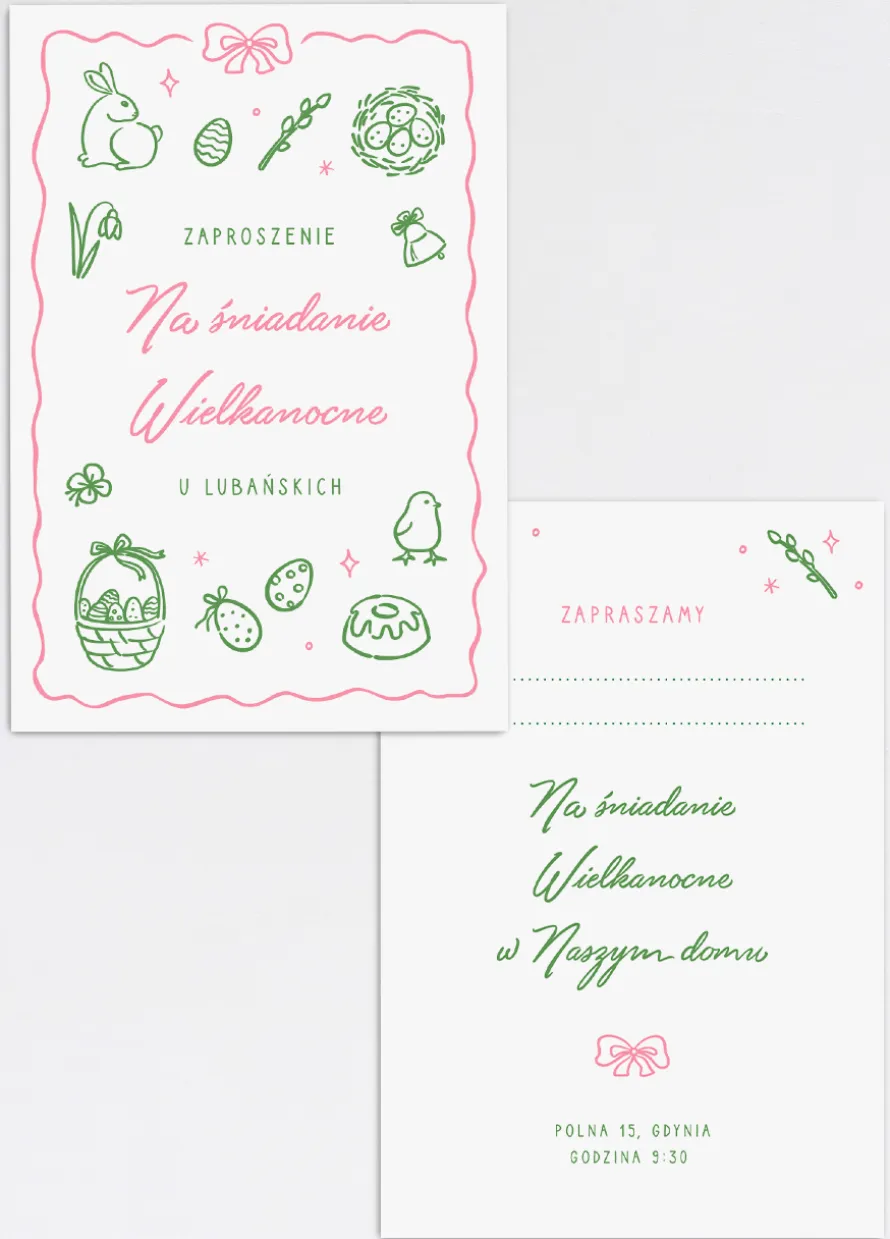 Personalizowane zaproszenie na ŚNIADANIE WIELKANOCNE