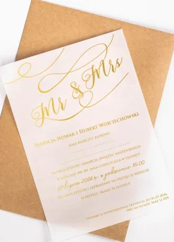 Personalizowane ZAPROSZENIA ŚLUBNE złote