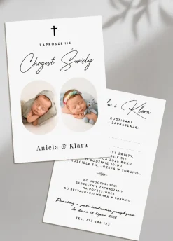 Personalizowane zaproszenie na CHRZEST BLIŹNIĄT