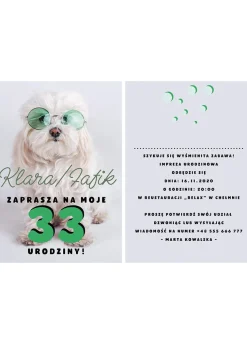 Personalizowane zaproszenia urodzinowe ZE ZDJĘCIEM zwierzaka