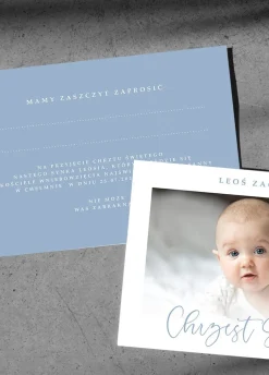 Personalizowane zaproszenia na chrzest ze zdjęciem DLA CHŁOPCA