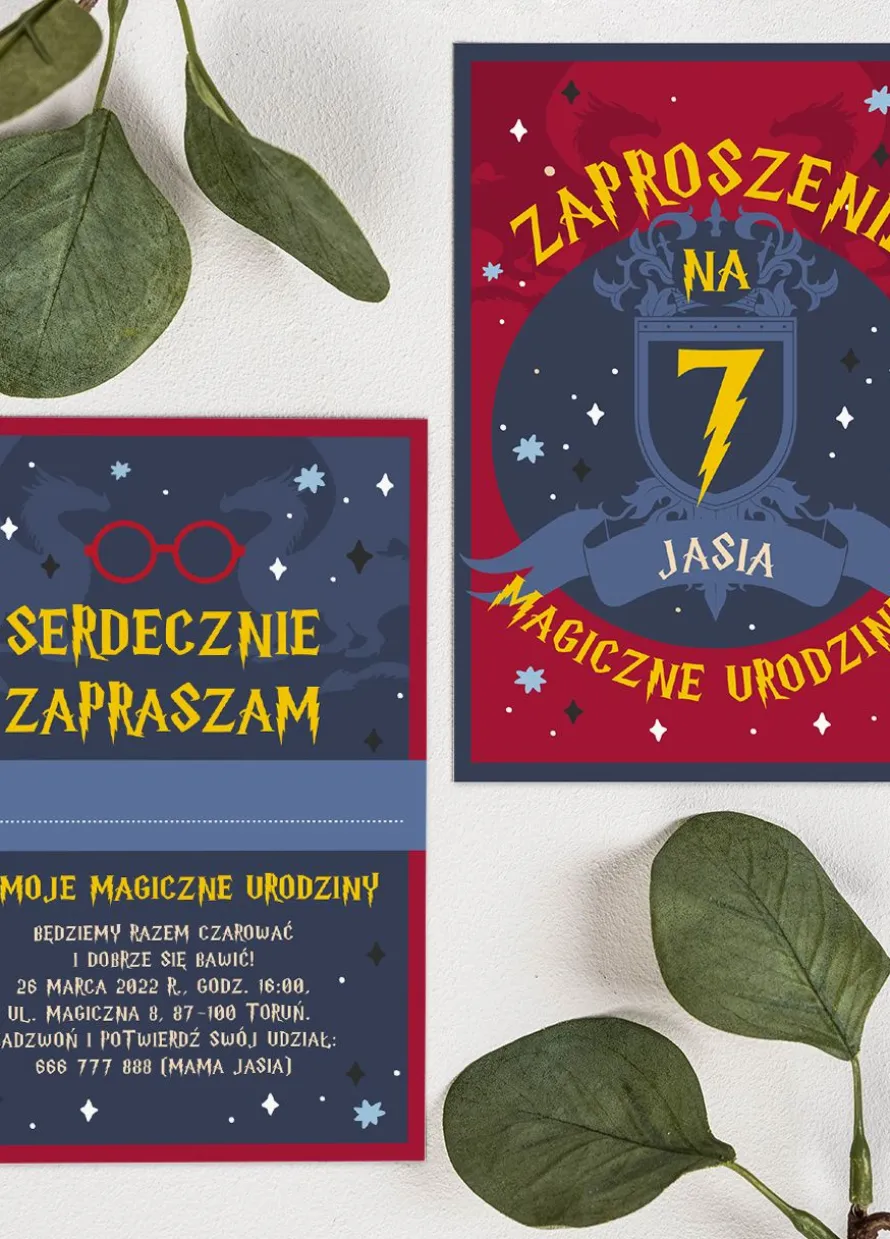 Personalizowane zaproszenia na urodziny MAŁEGO CZARODZIEJA
