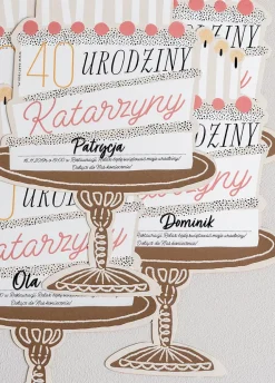 Personalizowane zaproszenia urodzinowe TORT (6szt.)