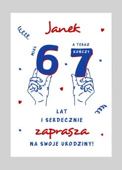 Personalizowane zaproszenia na 7 urodziny SIX-SEVEN