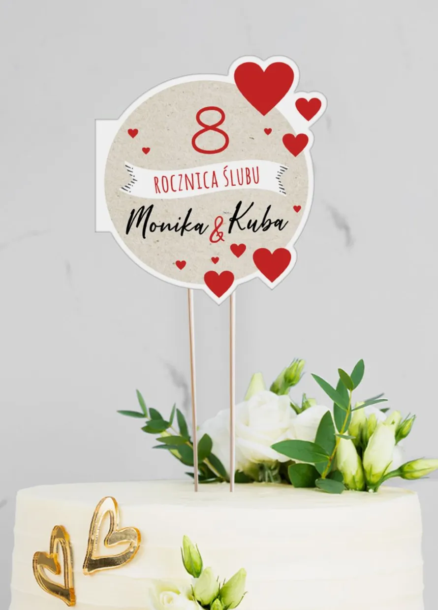 Personalizowany topper na rocznicę ślubu SERCA