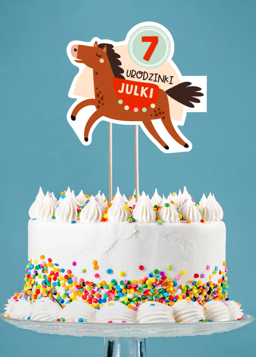 Personalizowany topper na tort z koniem KONIK