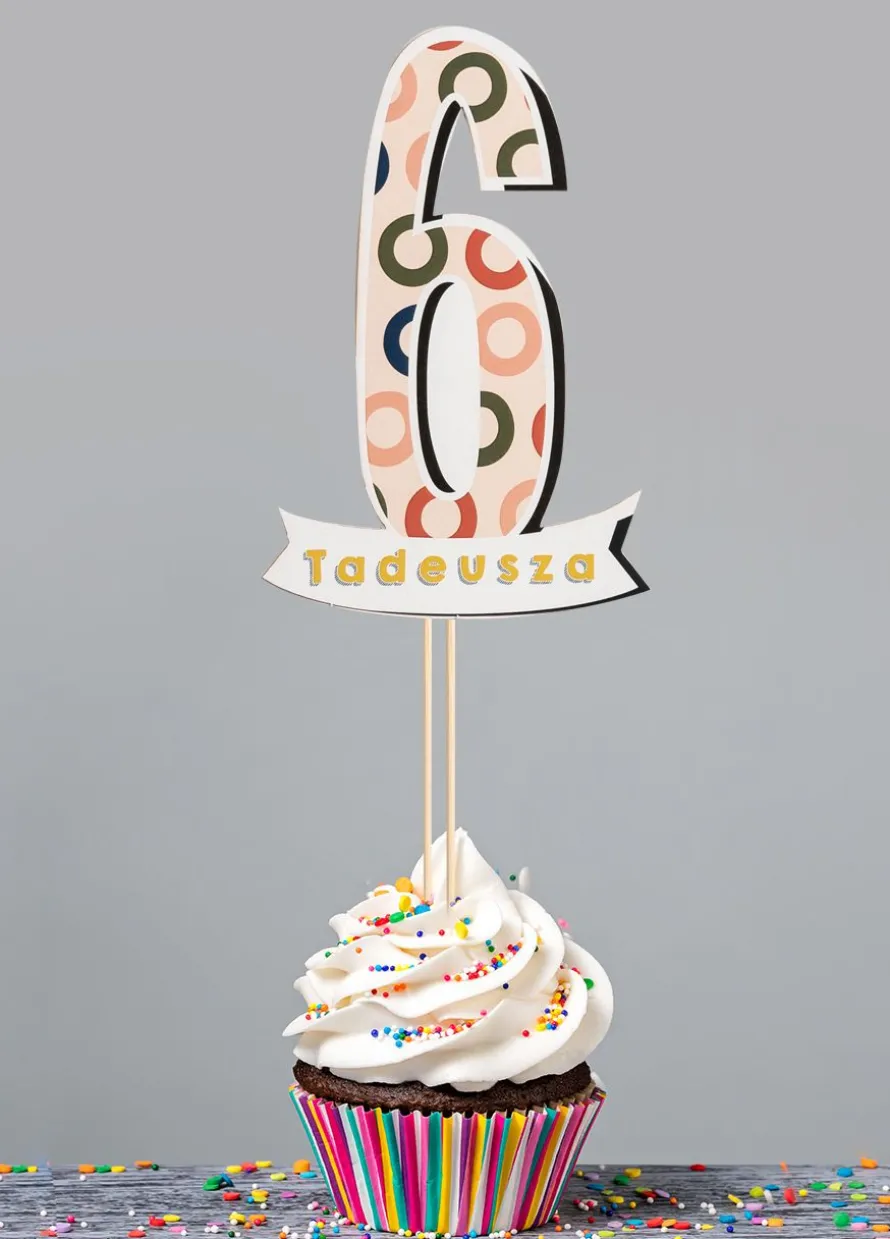 Personalizowany topper na tort urodzinowy 6 URODZINY