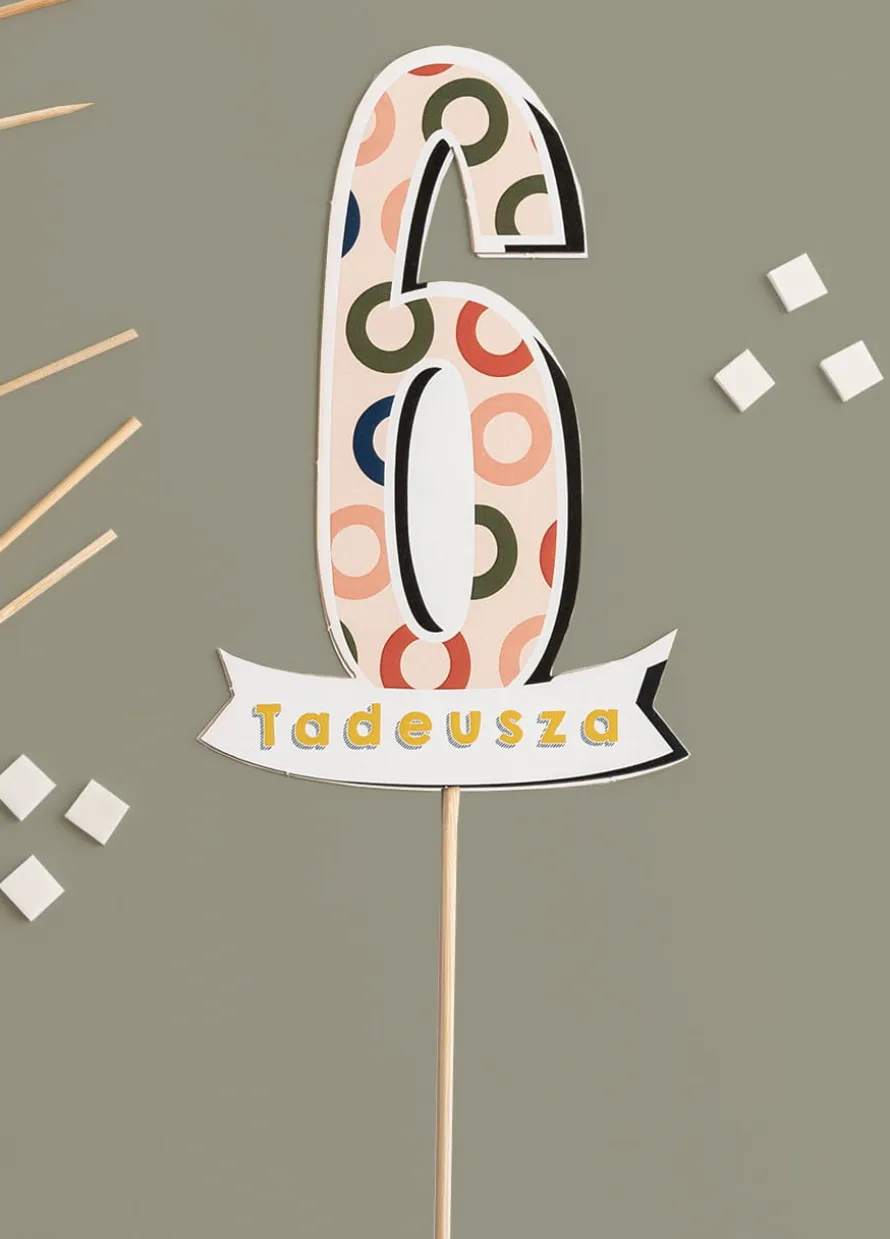 Personalizowany topper na tort urodzinowy 6 URODZINY