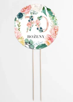 Personalizowany topper 70 urodziny KWIATY