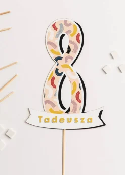 Personalizowany topper urodzinowy Z CYFRĄ 8