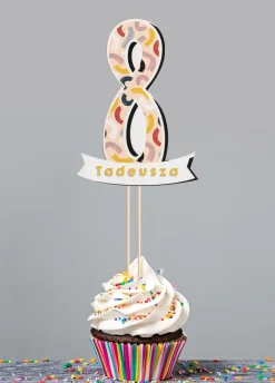 Personalizowany topper urodzinowy Z CYFRĄ 8