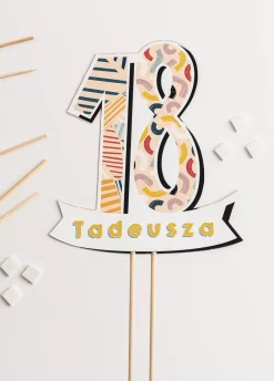 Personalizowany topper urodzinowy Z LICZBĄ 18