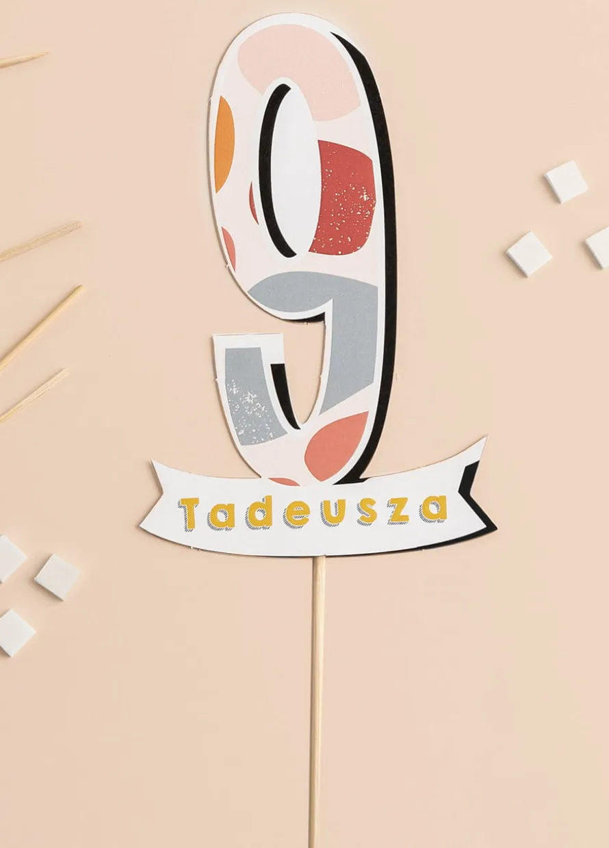 Personalizowany topper urodzinowy CYFRA 9