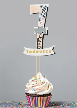 Personalizowany topper urodzinowy Z CYFRĄ 7