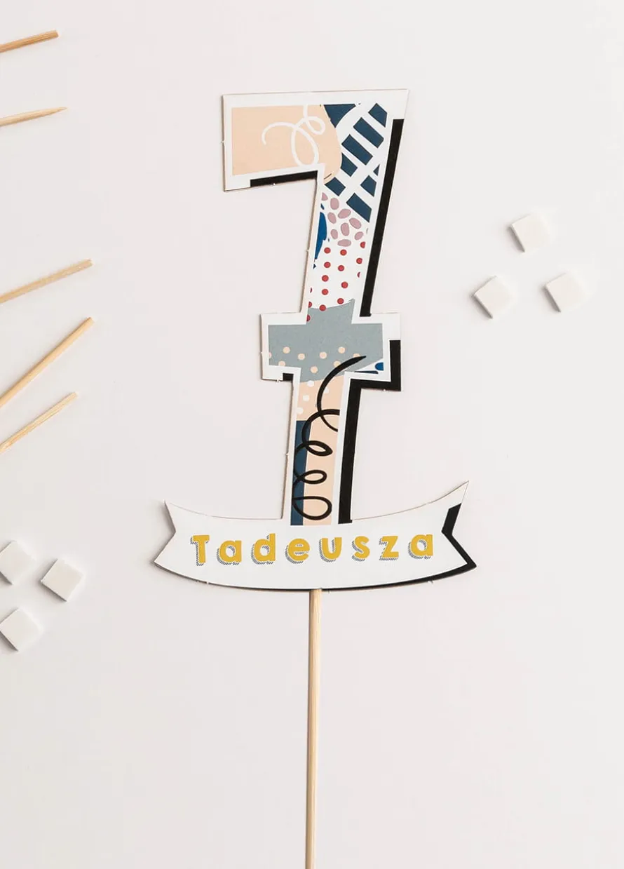 Personalizowany topper urodzinowy Z CYFRĄ 7