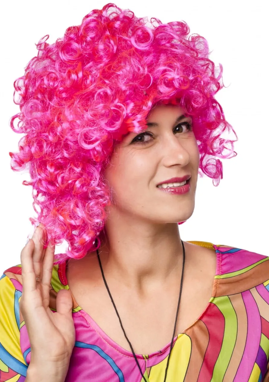Peruka AFRO ciemnoróżowa