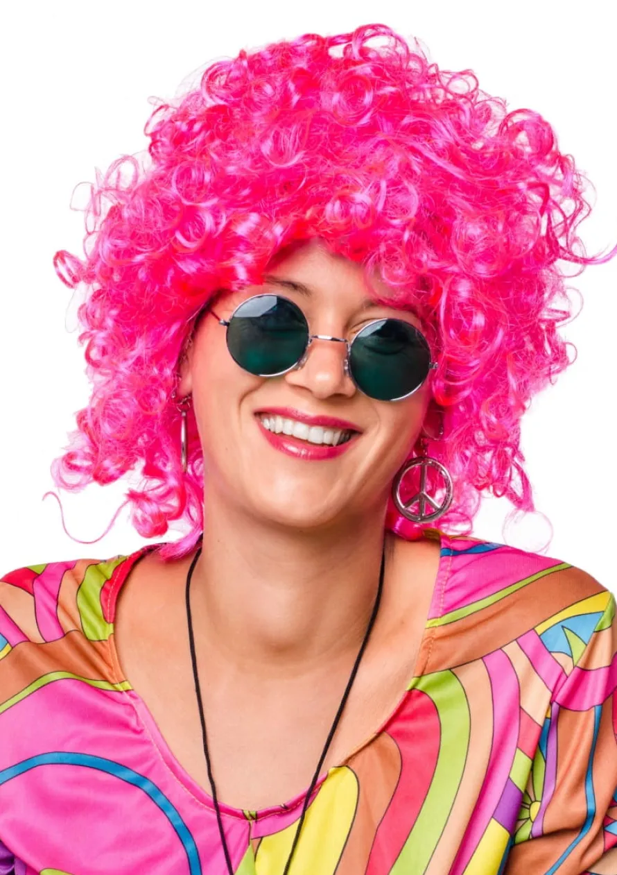 Peruka AFRO ciemnoróżowa