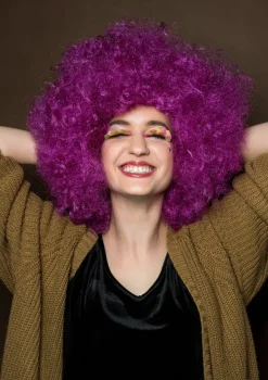 Peruka AFRO fioletowa