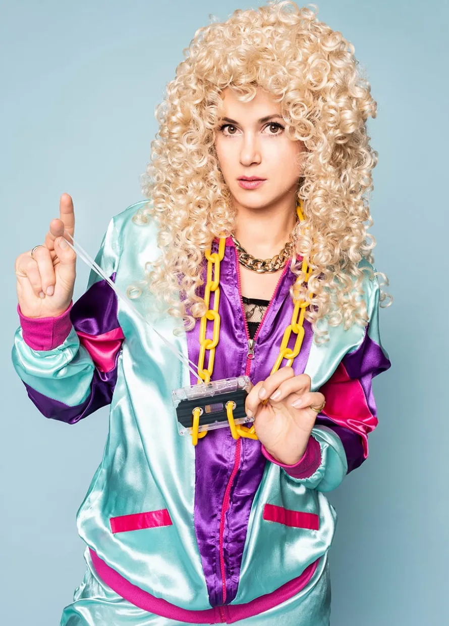 Peruka blond loki CHARLOTTA afro disco