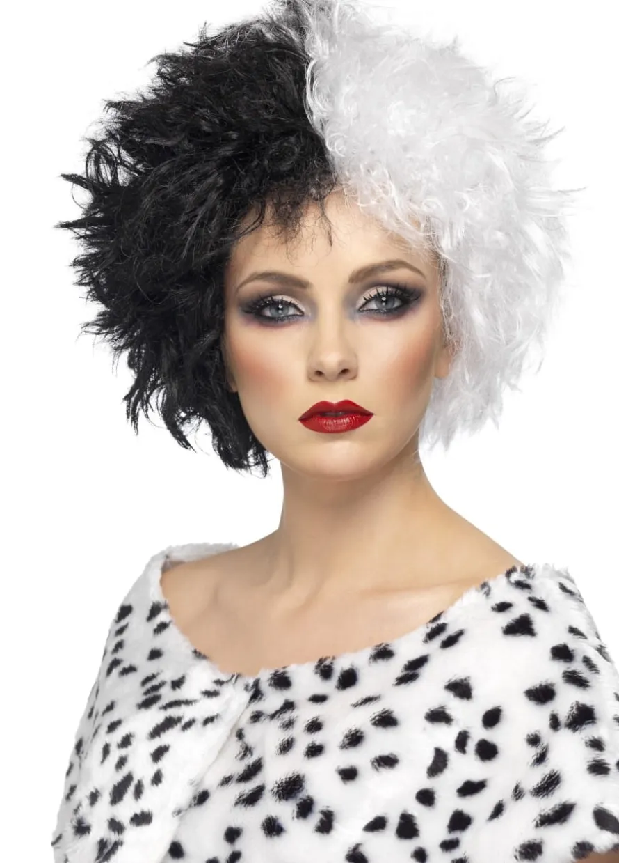 Peruka CRUELLA czarno-biała