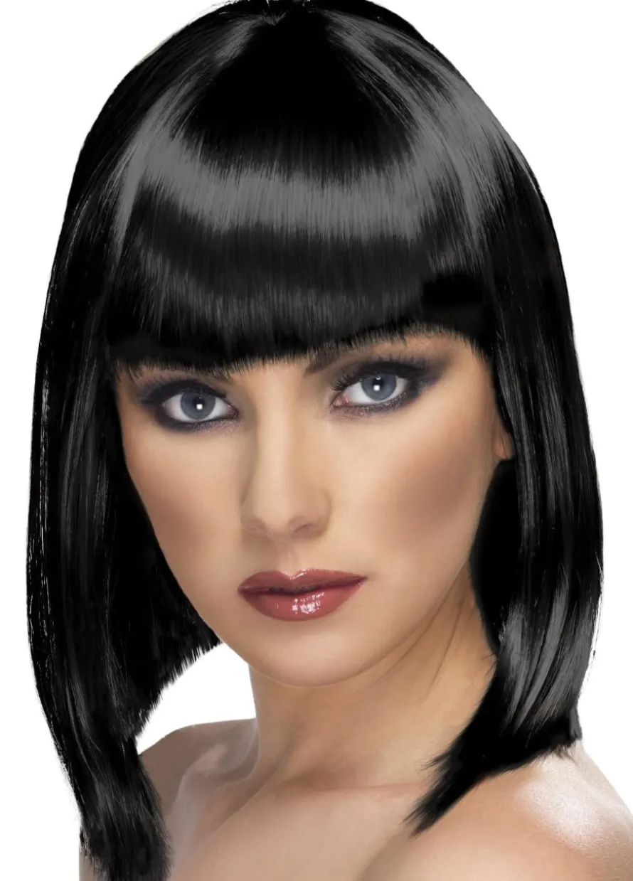 Peruka czarna GLAM z grzywką