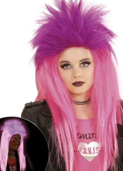 Peruka dziecięca neon PUNK różowa