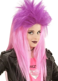 Peruka dziecięca neon PUNK różowa