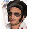 Peruka ELVIS z bokobrodami czarna