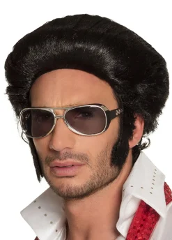 Peruka ELVIS z bokobrodami czarna