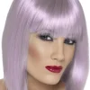 Peruka jasnofioletowa GLAM z grzywką