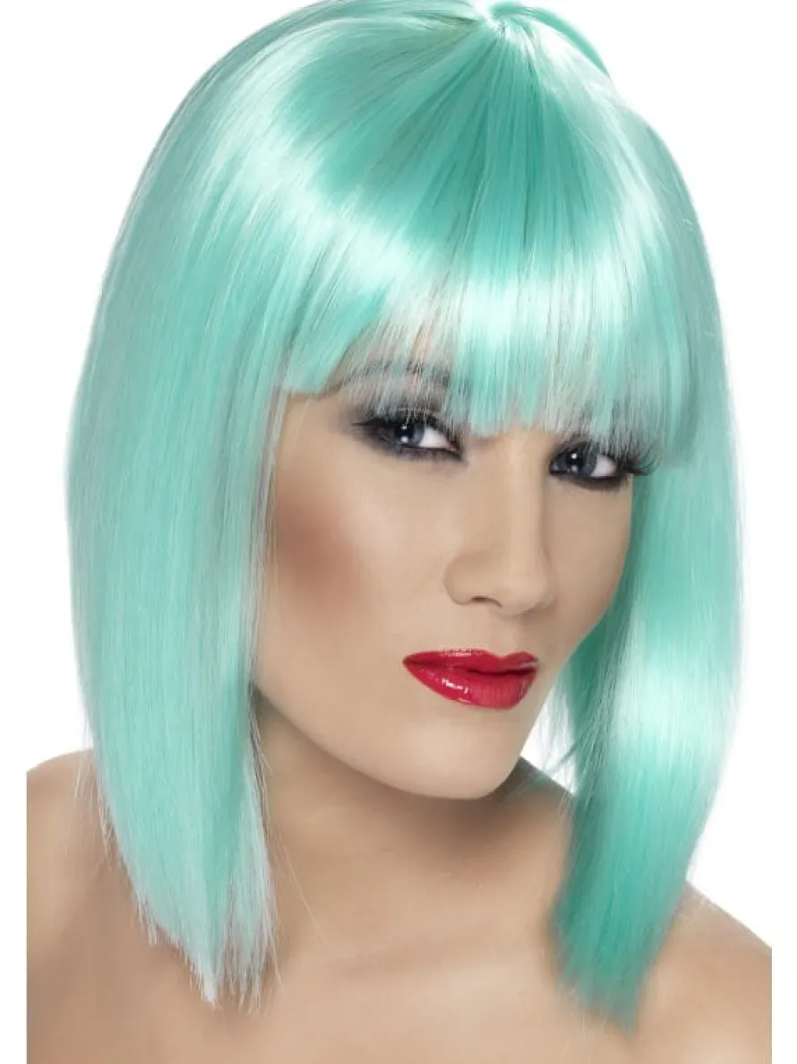 Peruka jasny turkus GLAM z grzywką