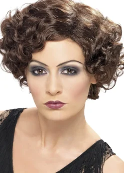 Peruka lata 20. FLAPPER brązowa