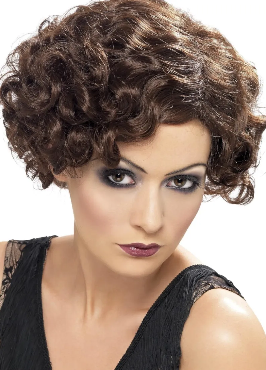 Peruka lata 20. FLAPPER brązowa