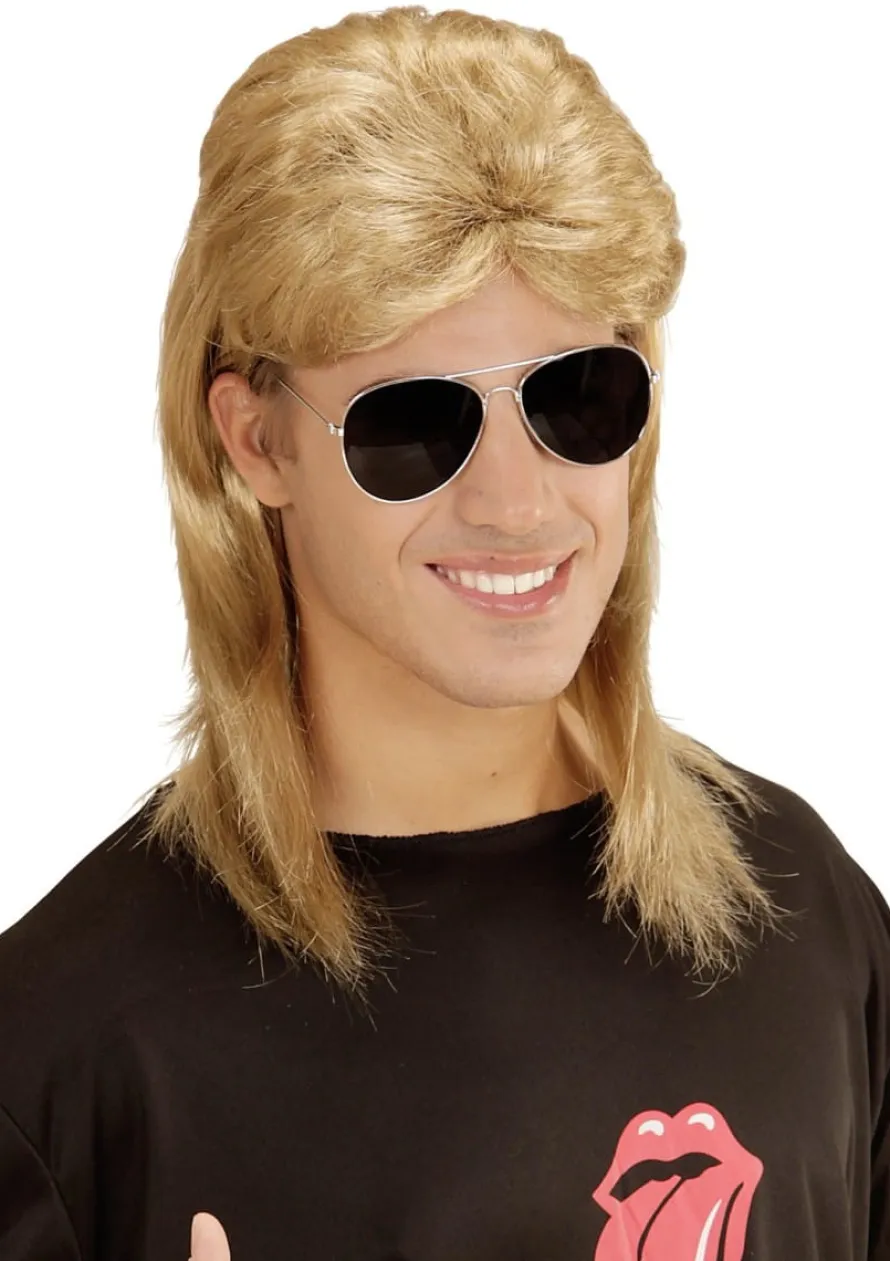 Peruka męska lata 80 MULLET fryzura blond