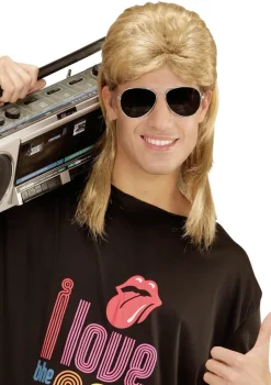 Peruka męska lata 80 MULLET fryzura blond