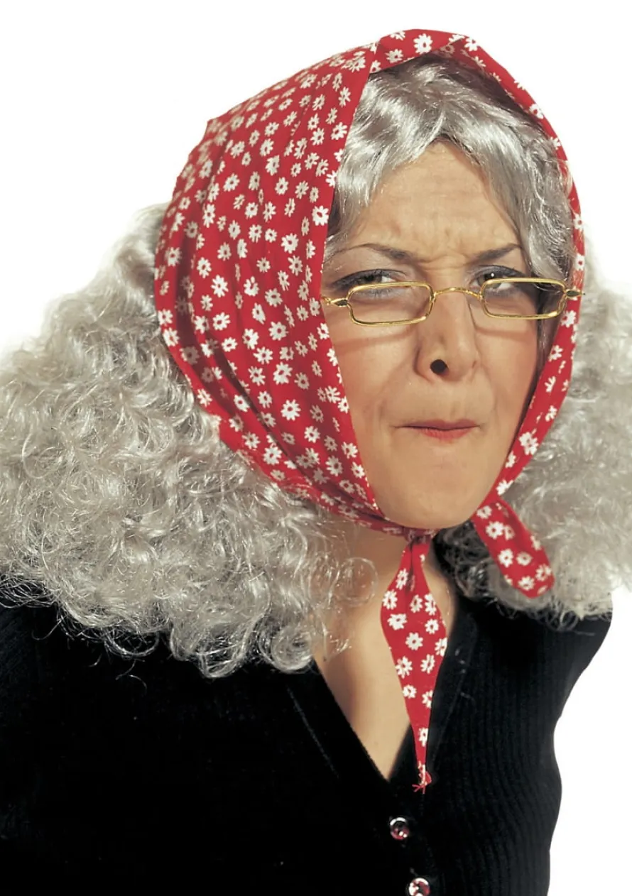 Peruka siwa z chustą BABA JAGA