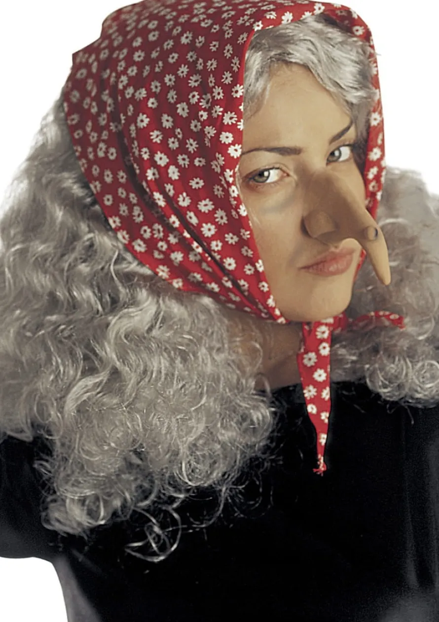 Peruka siwa z chustą BABA JAGA