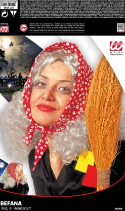 Peruka siwa z chustą BABA JAGA